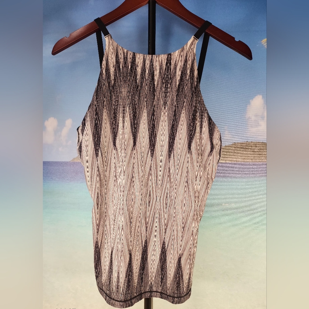 🏝 Prana Black and Cream Patterned Tank Top